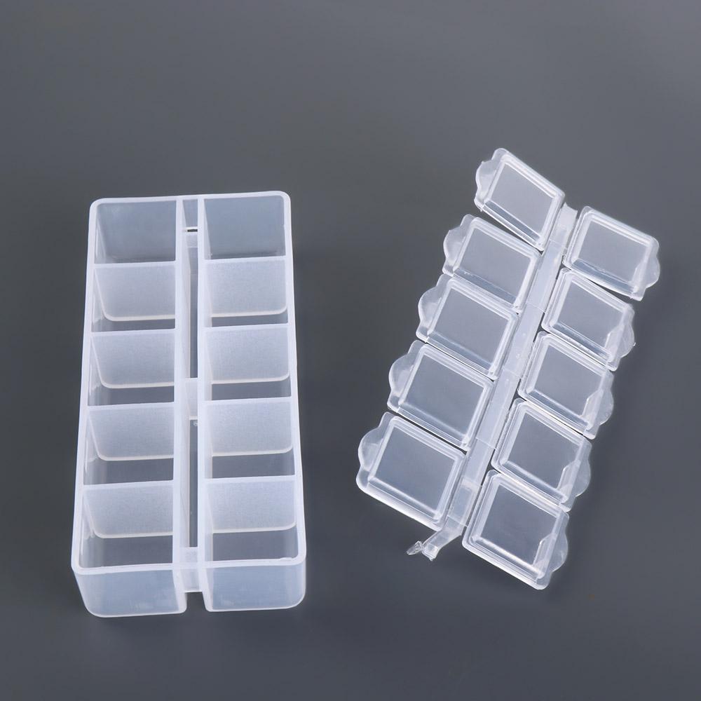 Plastic Plastic Box Organizer Transparent Storage Boxes Packaging Tool 10 Grid Square Box  Table