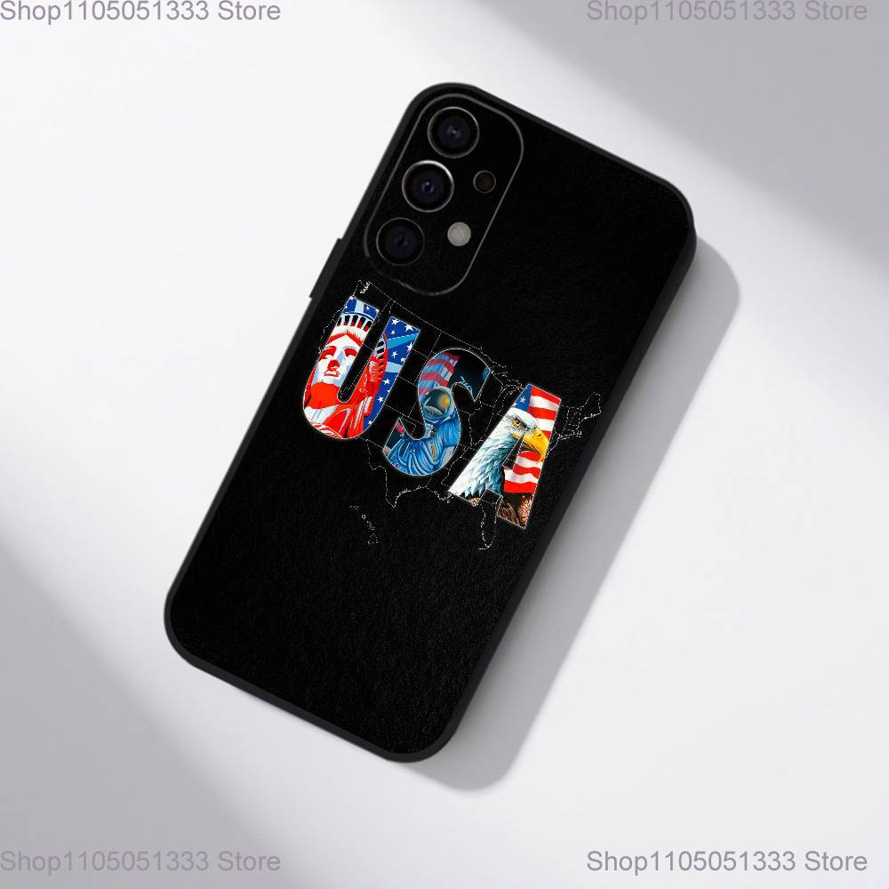 USA Flag American Phone Case For Samsung S25,S24,S21,S22,S23,S30,Ultra,S20,Plus,Fe,Lite,5G Black Cover