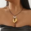 Nieuwe Lange Koord Dames Kettingen Bruine Ketting Onregelmatige Gouden Metalen Hangers Boheemse Hiphop Rock Nek Sieraden