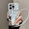 Mirror Apple 16 blue and white flower mobile phone protective case 17air light luxury iPhone15promax new 14 outer