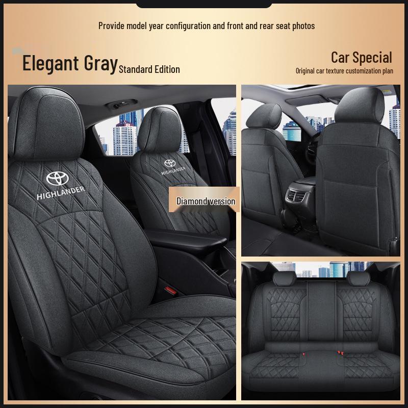 Toyota Highlander All-Season Pure Linen 5-Seat Full Back Wrap Car Cushion with Logo