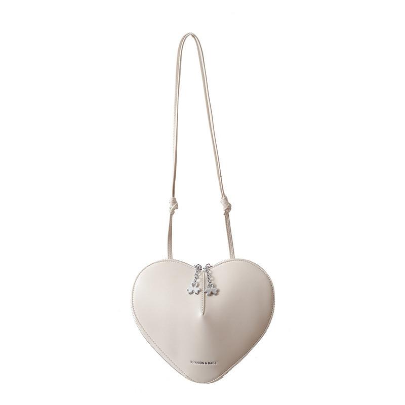 Borsa a Spalla a Forma di Cuore in PU per Ragazze con Chiusura a Zip e Tasca per Cellulare