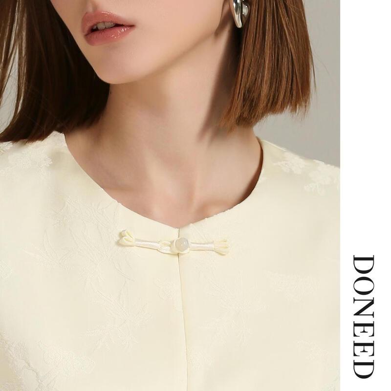 DONEED Women's New Chinese Style Jacquard Cardigan Jacket