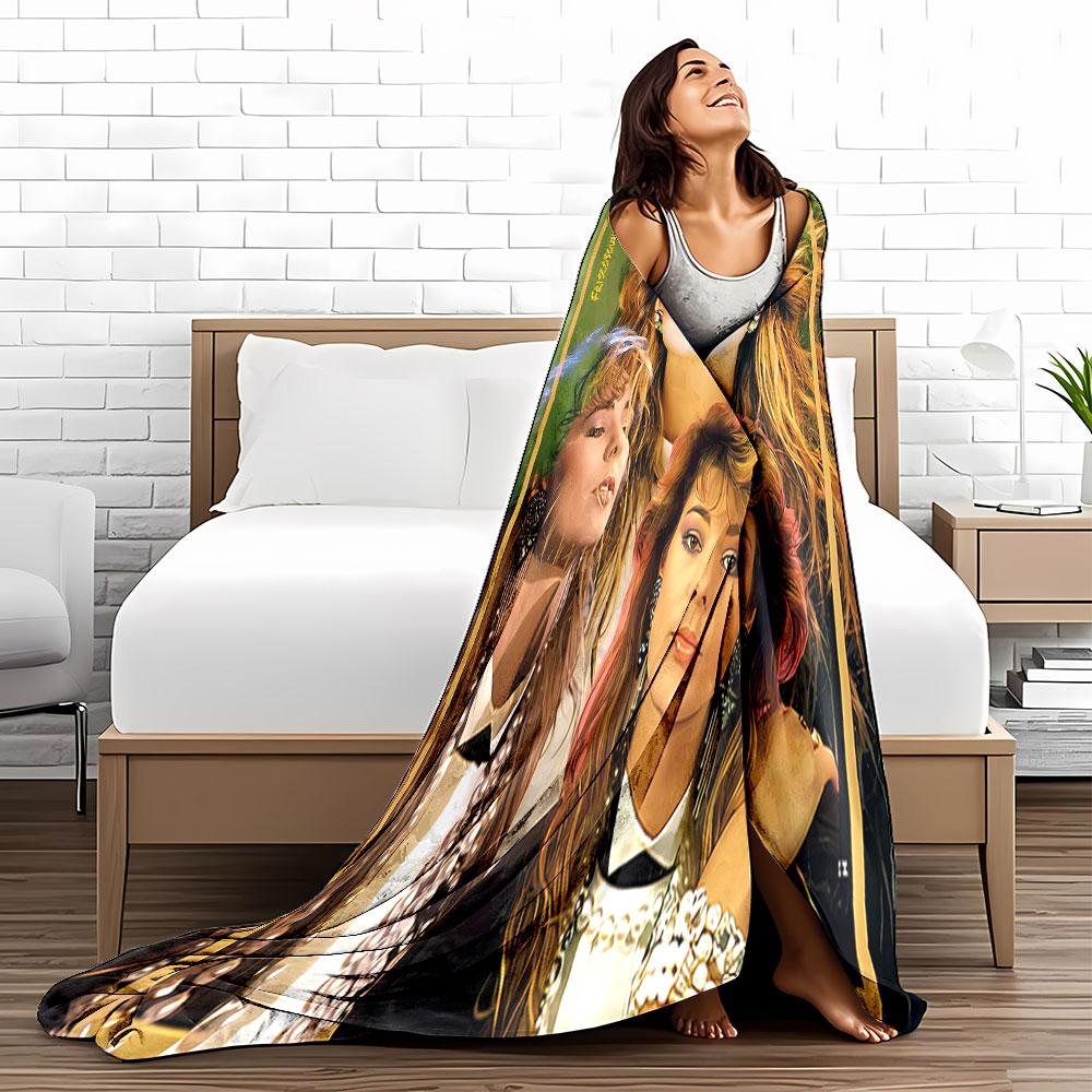 Retro Music Diva Portrait Blanket for All Seasons Blanket Lunch Break Throw Gift