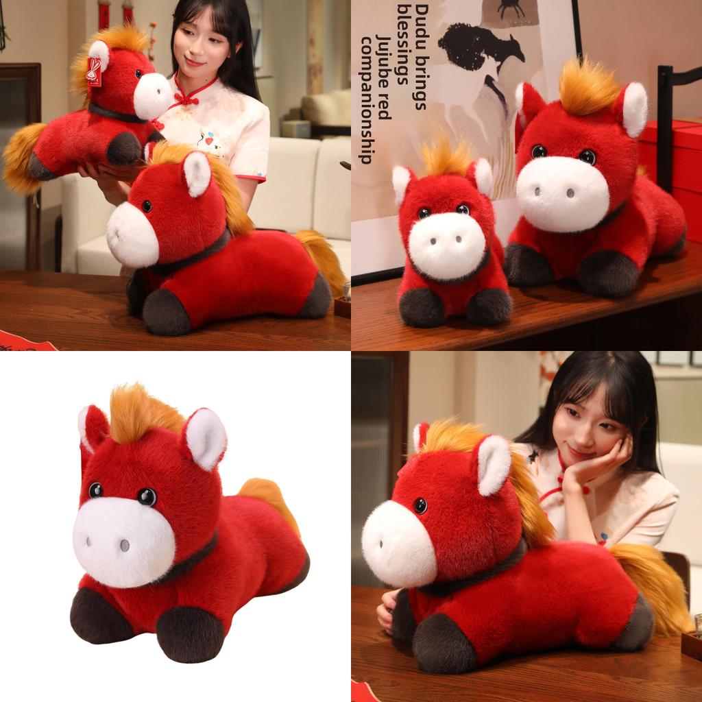 Chinese Zodiac Horse Plush Toy With Soft Polyester Filling For New Year Gifts And Celebrations