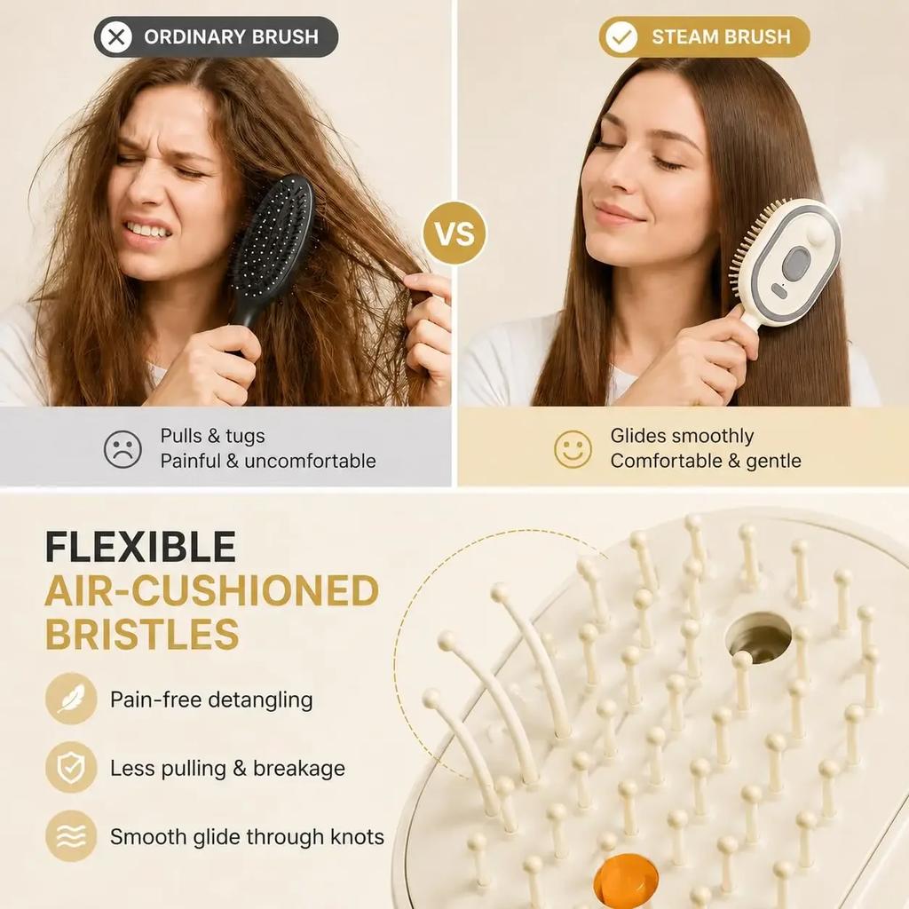 Spray Air Cushion Comb for Women Electric Retractable Hair Massage Brush for Thick Fine Curly Hair Electric Steam Brush for Hair
