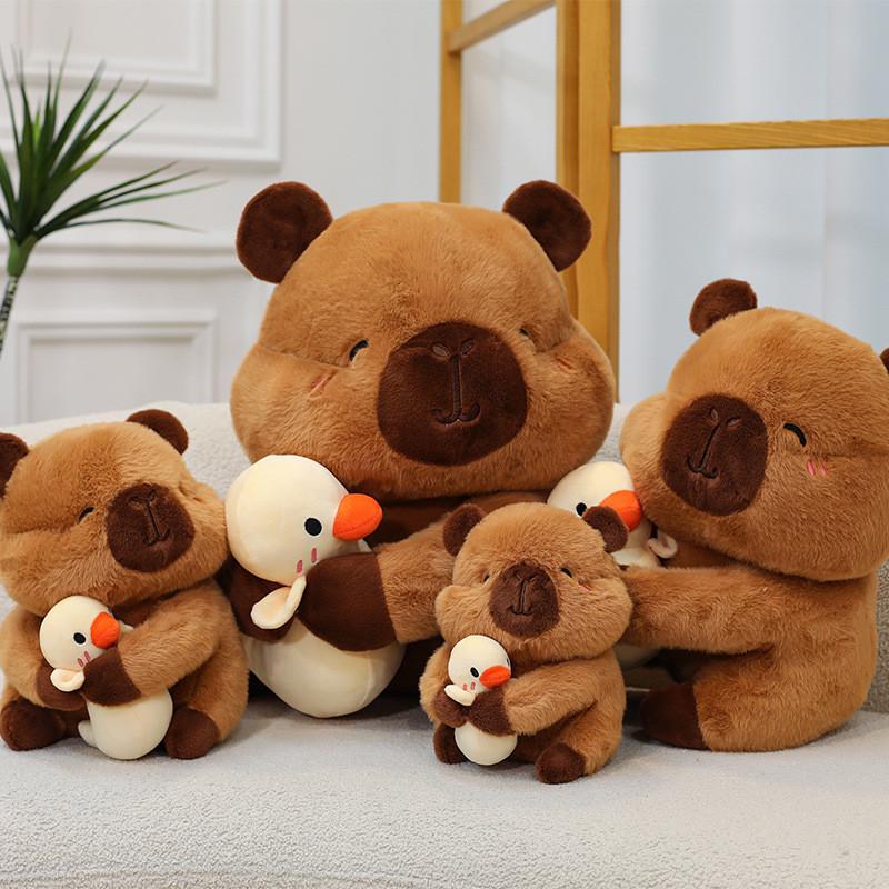 Entzückende Weiche Plüsch-Capybara-Puppe Für Kinder Niedliches Cartoon-Design mit Gelber Ente