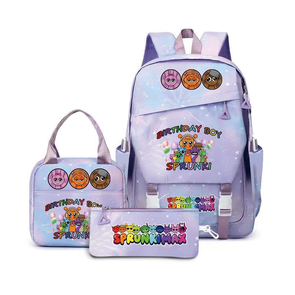 SprunkiPlush Rhythm Box School Bag Student Large Capacity Storage Backpack Backpack Three-piece Set L