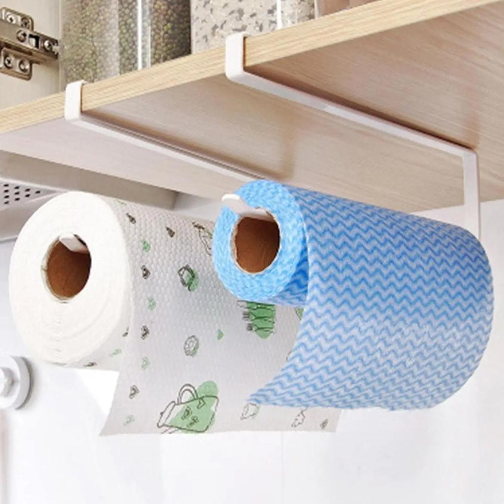 1pc-Space-Saving Iron Paper Roll Holder – Easy-to-Install Under-Cabinet, Versatile for Rolls, Kitchen Organization Essential