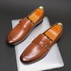 Mode Britannique Nouvelle Chaussures Décontractées Pointues Noir Marron à Enfiler pour Conduire Chaussures de Mariage Formelles pour Homme Sangle Monastique Loafer