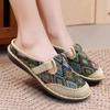 Women's Ethnic Flat Slippers - Summer Cotton Linen Embroidered Soft Sole Shoes