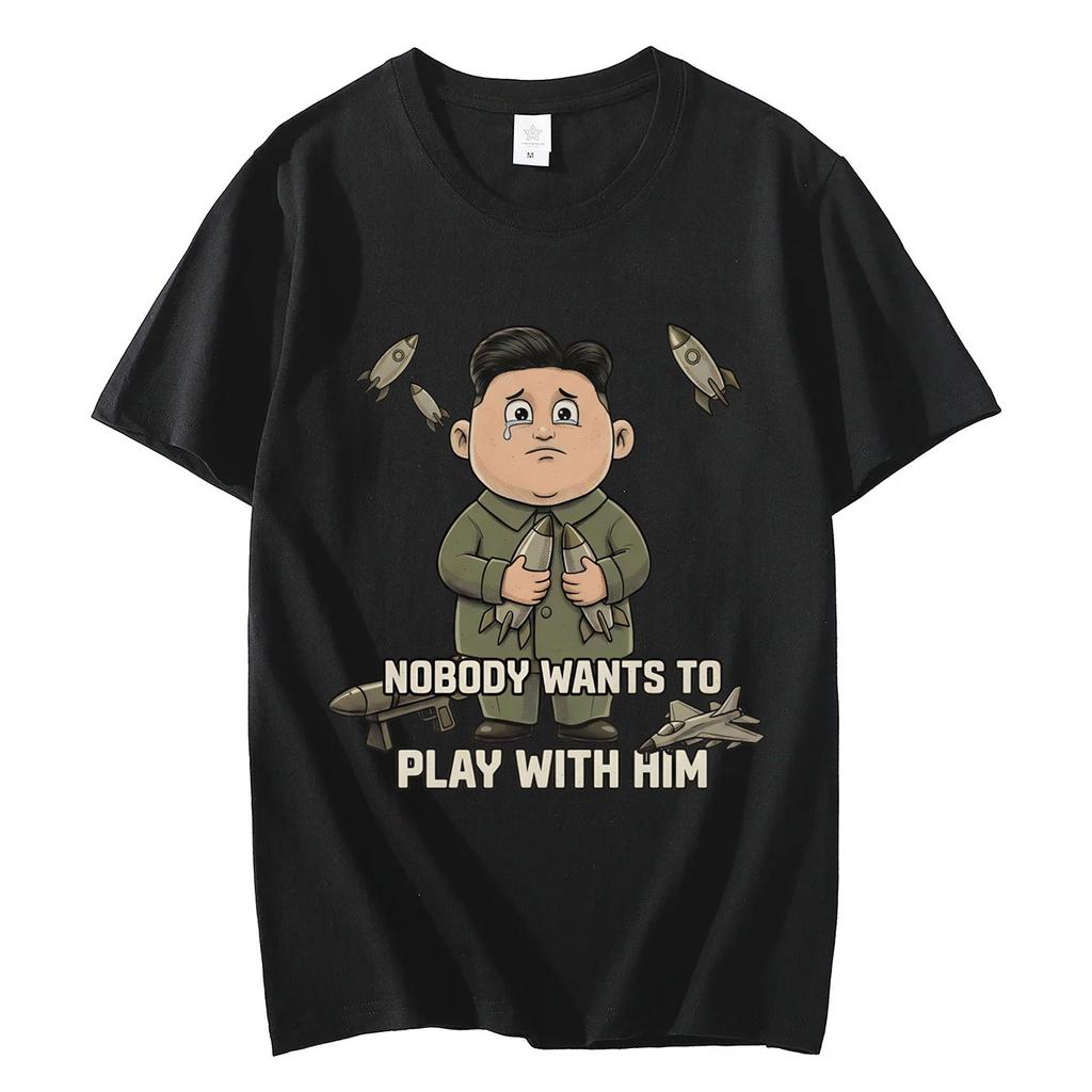 Sad Leader and Missiles Funny Meme T Shirt High Street Fashion Trend Short Sleeve Tshirts Men Women Casual Loose Cotton Tshirt