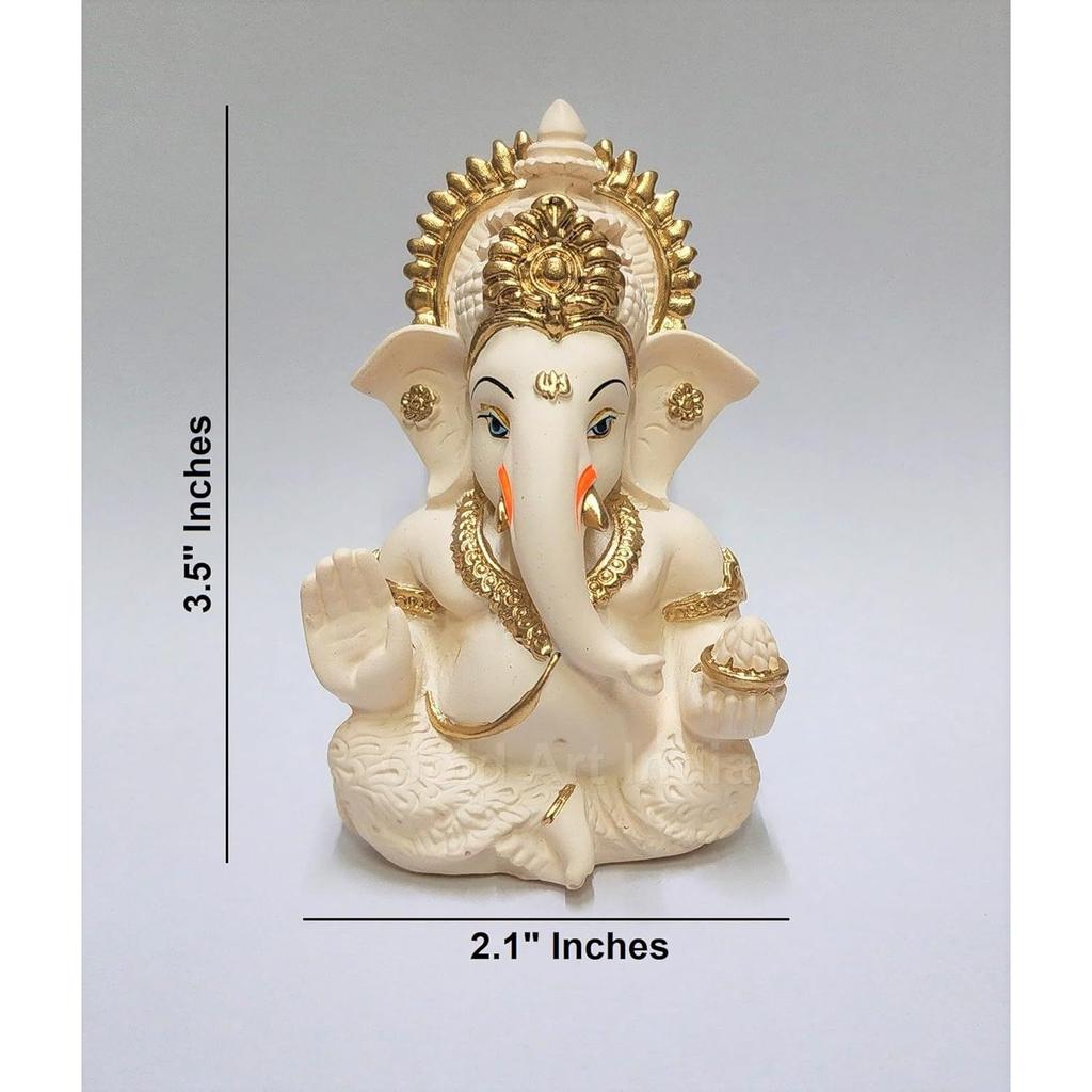 Peach Ivory Finish Ganesha Idol Car Dashboard IdolGanesha Murti Ganpati Idol for Home Decor Puja Lord Ganesh Statue Gift
