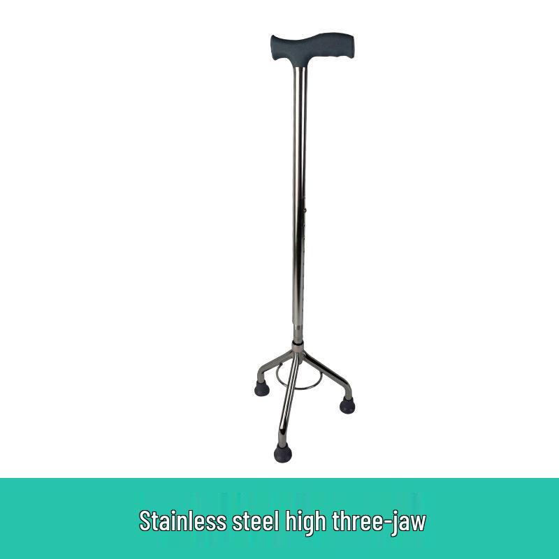 Retractable Four-Legged Walking Stick with Rubber Foot Pad, Lightweight Aluminum Alloy for Seniors