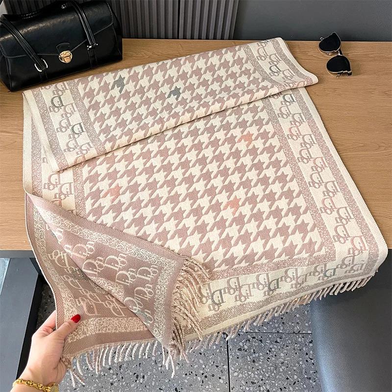 

Luxury Imitation Cashmere Scarf Women Plaid Warm Pashmina Blanket Poncho Scarves Female Shawl Wraps Thick Foulard Bufanda 2025