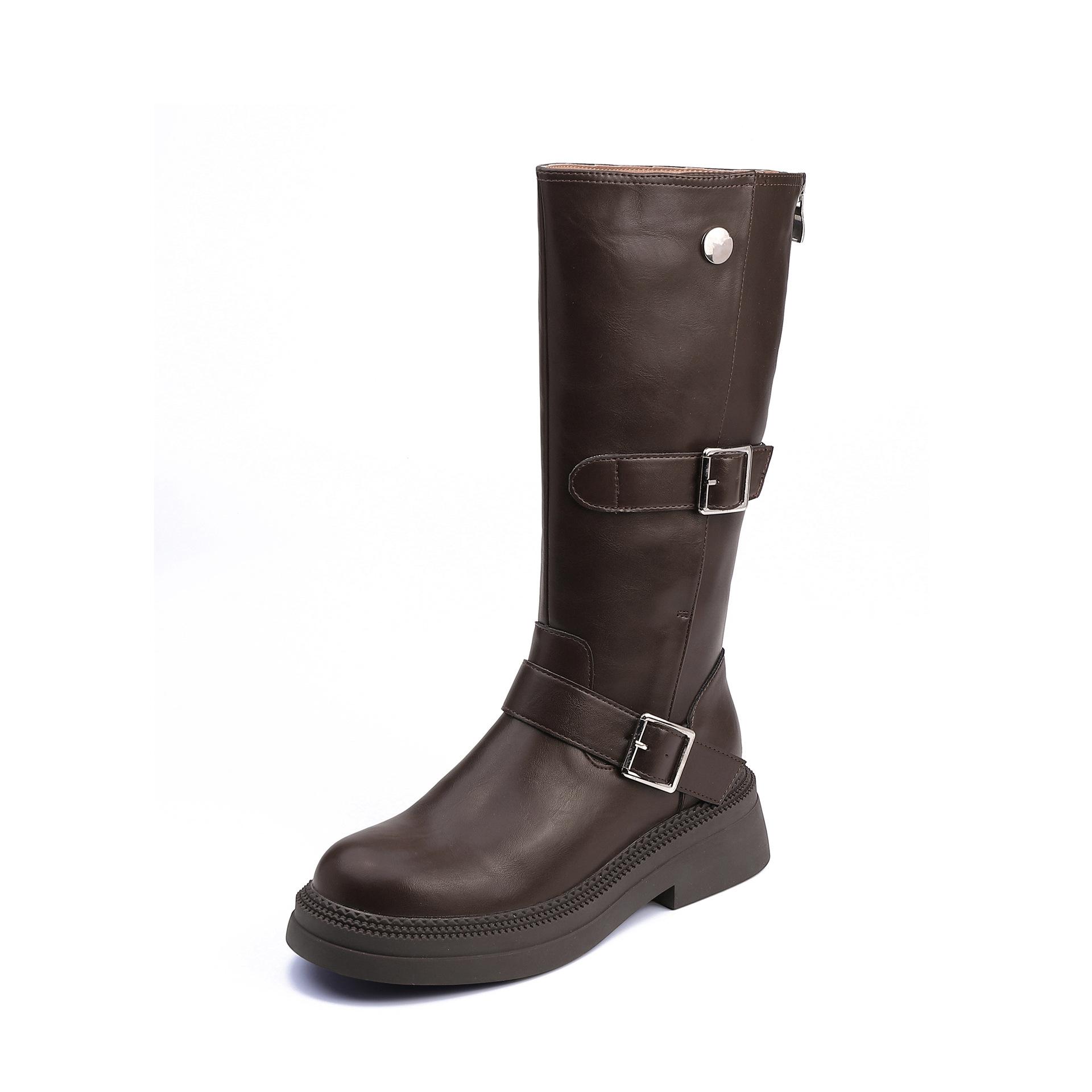 

Мягкие кожаные полусапоги Ковбойские сапоги Вестерн Женские с пряжкой на ремне Корейская версия Ретро рыцарские сапоги Коричневые сапоги ботфорты 40 коричневый