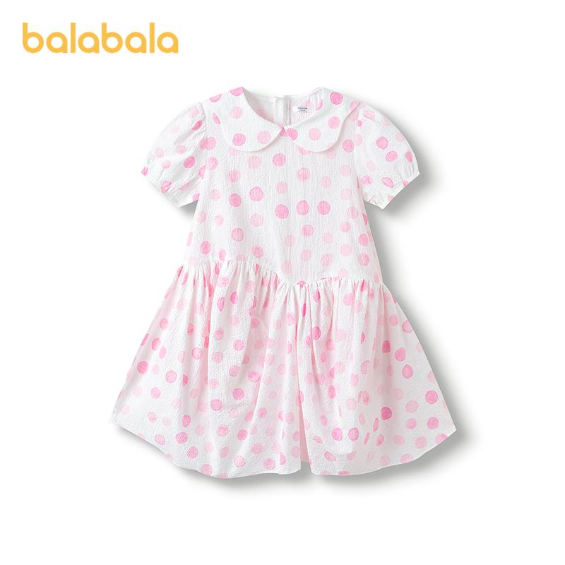 Balabala Children's Clothing Girls' Dress 2025 New Summer Clothing Bubble Texture Princess Skirt