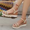 Summer Fashion Woven Wedge Sandals Women Comfort Ankle Strap Platform Walking Sandalias Mujer 2025 Casual Non Slip Beach Shoes