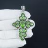 Beautiful Green Amethyst Gemstone Silver Cross Pendant in 925 Sterling Silver - Handmade Pear Design, Everyday Wear Jewelry Wadding Gift