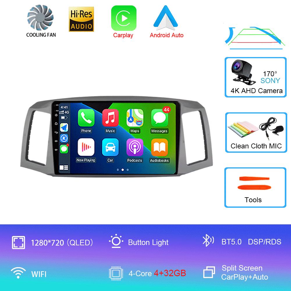 Android 14 Carplay Auto For JEEP Grand Cherokee WK 2004 2005 2006 2007 Multimedia Car Radio Navigation Player Video WIFI+4G DSP