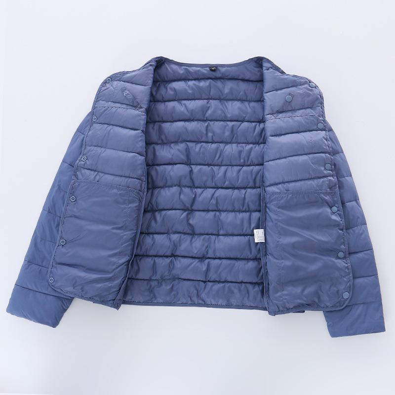 Lightweight Down Cotton Jacket, Women's, Short, Autumn and Winter, Inner Lining Cotton Jacket, Round Neck, V-neck, Two-piece Cotton Jacket, Outerwear