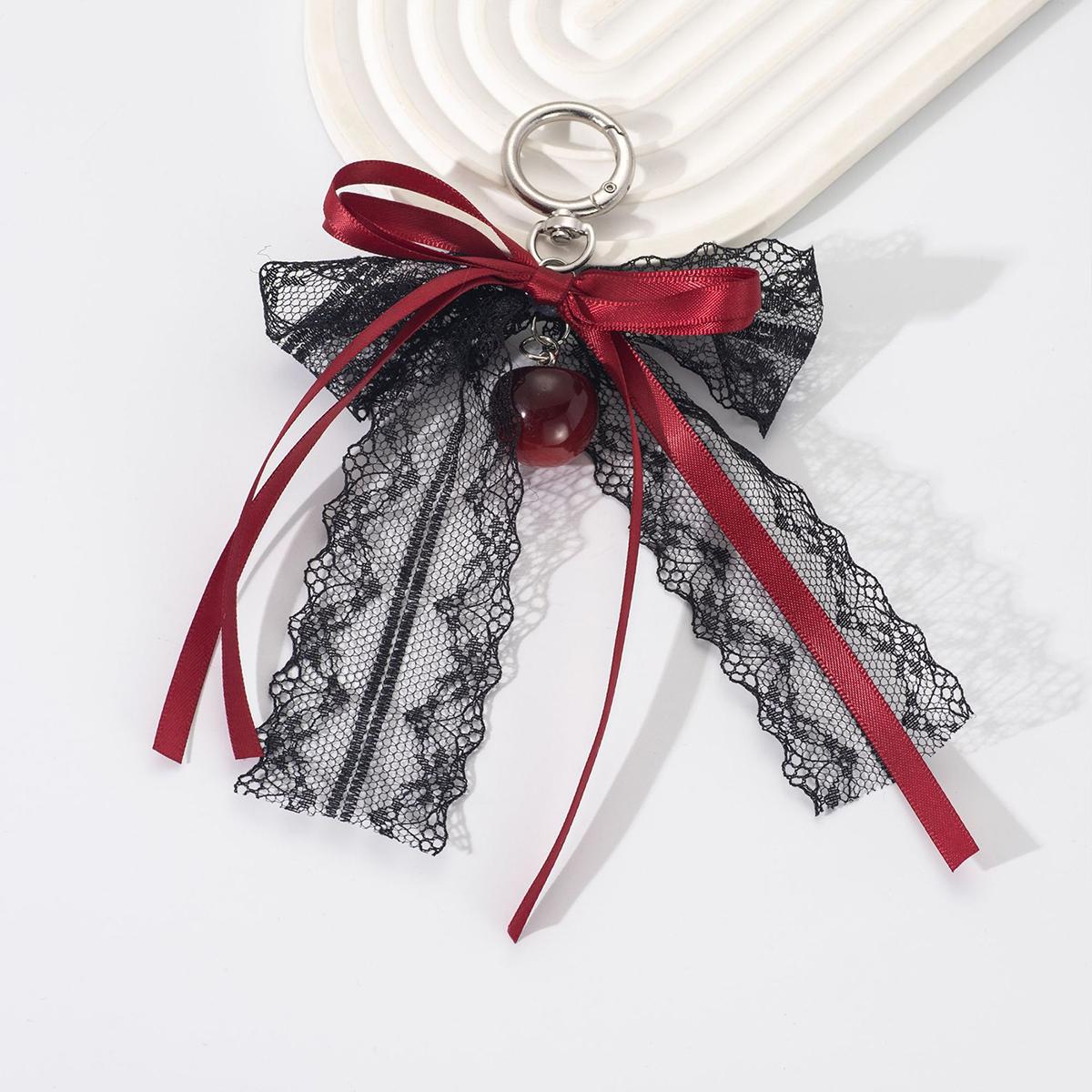

Кружевной бант брелок полый красная лента вишня Y2k рюкзак брелок подарок на день святого Валентина аксессуары вино красного
