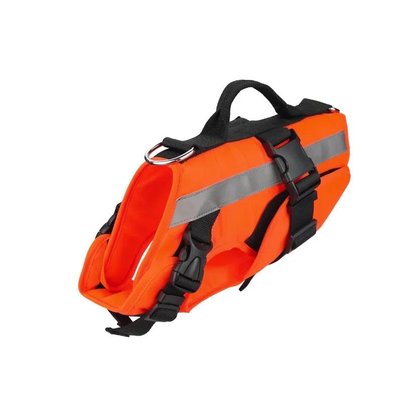 Gilet de sauvetage pour chien Ripstop Sécurité Gilet de natation pour chien Flottabilité supérieure Veste pour chien avec poignée de sauvetage Vêtements de sauvetage pour chien de compagnie (Orange,M) orange