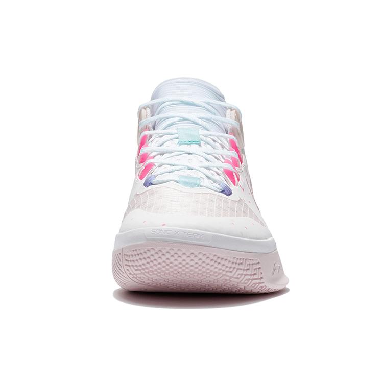 New LiNing Sonic 10 Team Cushioning Anti Slip And Wear Resistant Coverage Support Low Top Basketball Shoes Men's White Pink ABPS015-2