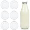 6PCS Silicone Glass Milk Bottle Caps, 48mm Diameter Silicone Glass Bottle Replacement Caps for Libbey & Stanpac Milk Glasses Bottles Reble and