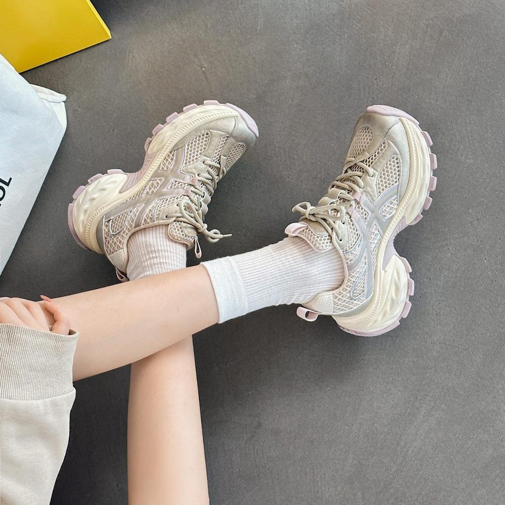 Mesh Breathable Dad Shoes Women's 2025 Autumn New Thick-soled Heightening Sports and Leisure Shoes Versatile Running Shoes Fashion