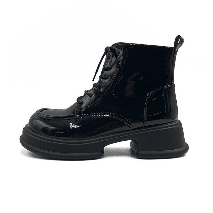 

Модные и удобные черные ботинки женские весенние и осенние одинарные ботинки короткие ботинки с толстой подошвой милые крутые байкерские ботинки Tide Ins 40 чёрный