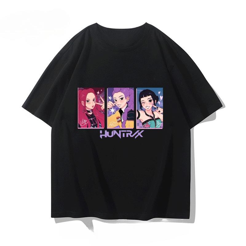 K-POP Magic Hunting Group Short Sleeve Casual Men and Women Cotton Anime Fashionable Versatile T-shirt Short Sleeve Top Clothes