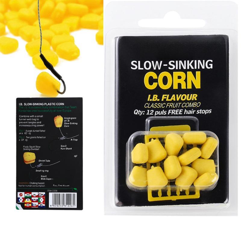 Euro Carp Fishing Corn Lure 8pcs 12pcs Imitation Corn Slow Sinking Fishing Bait with Stopper