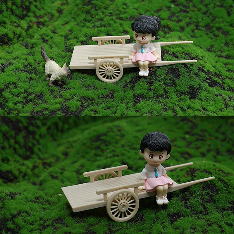 1/12 Dollhouse Simulation Wooden Assembled Cart Model Dollhouse Farm Tool Decoration Micro Scene Ornaments Pretend Play Toys