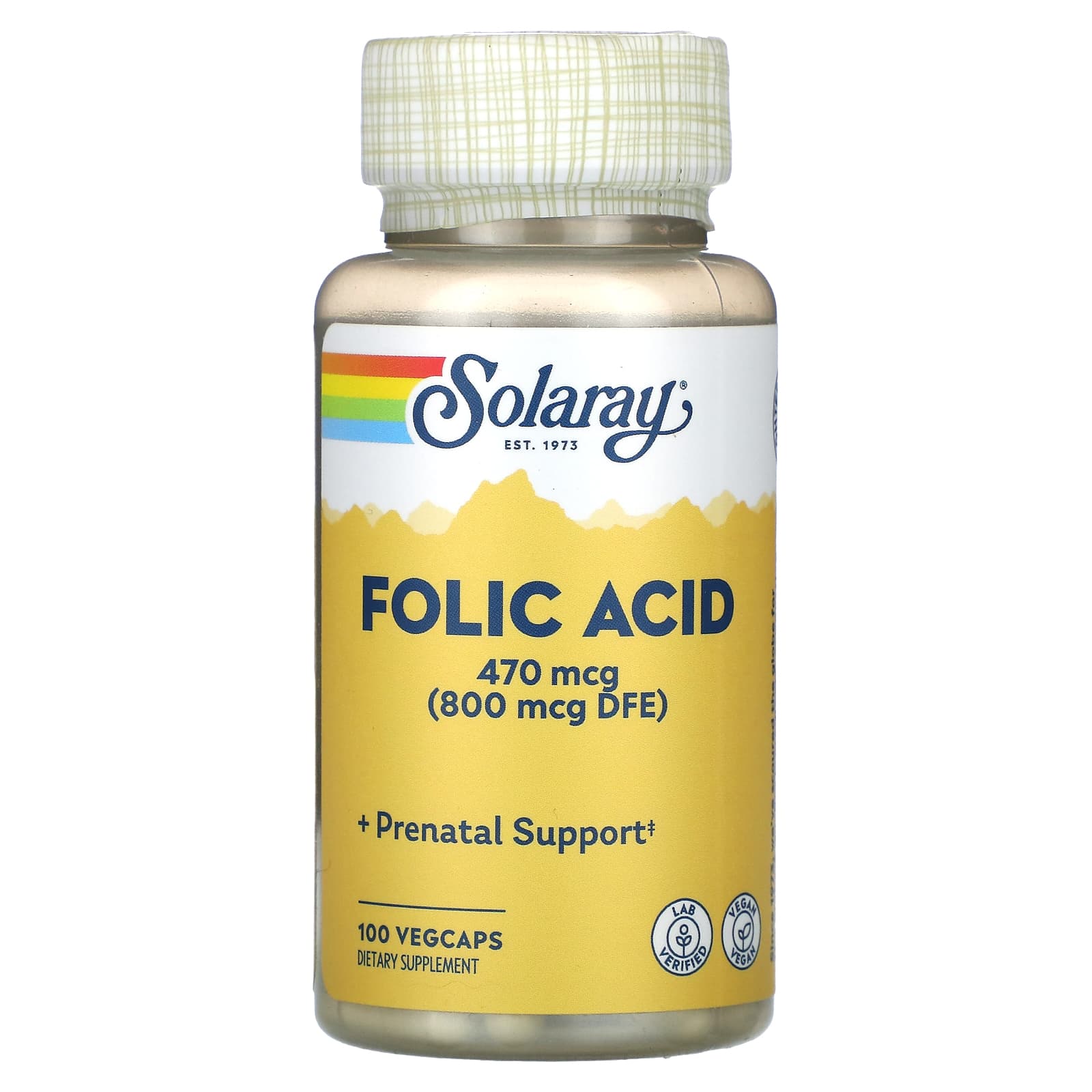

Folic Acid, 470Mcg, 100 Veggie Caps
