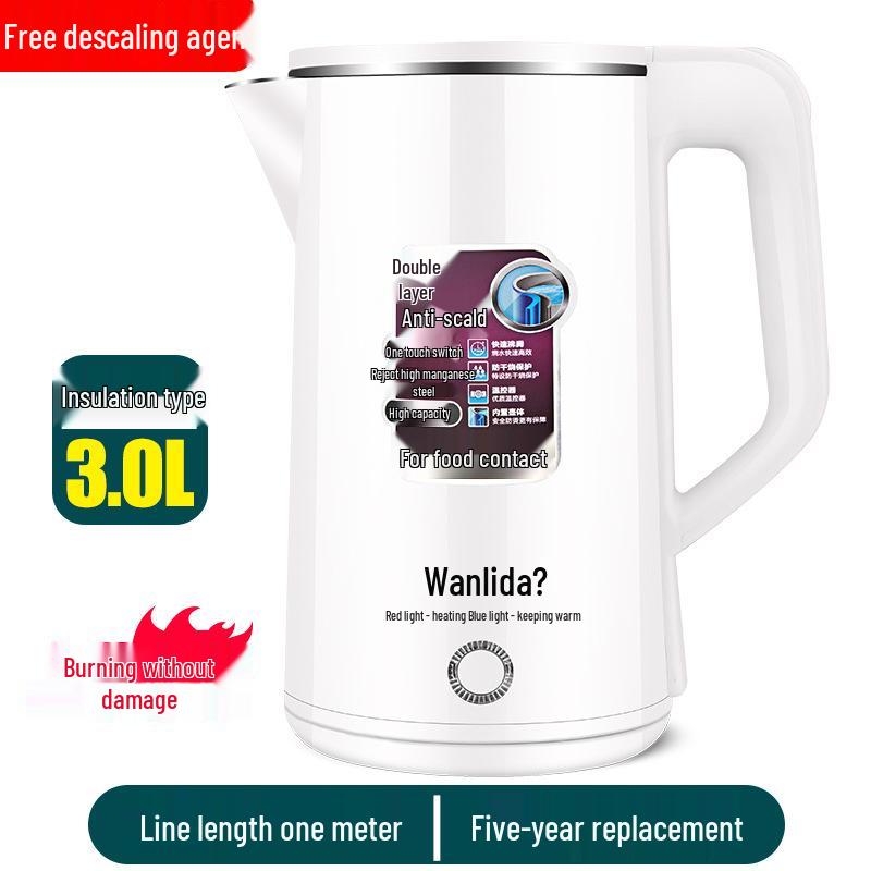 Электрический чайник с термоизоляцией Wanlida, нержавеющая сталь 304 с нанесенным логотипом. Electric Kettle