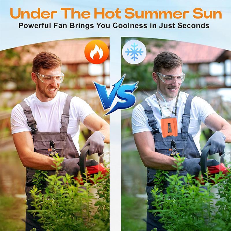 10000mAh Portable Waist Fan with Power and 5 Speed Strong Airflow Cooling Fan Bank on Wearable Belt for Sports Working Outdoor