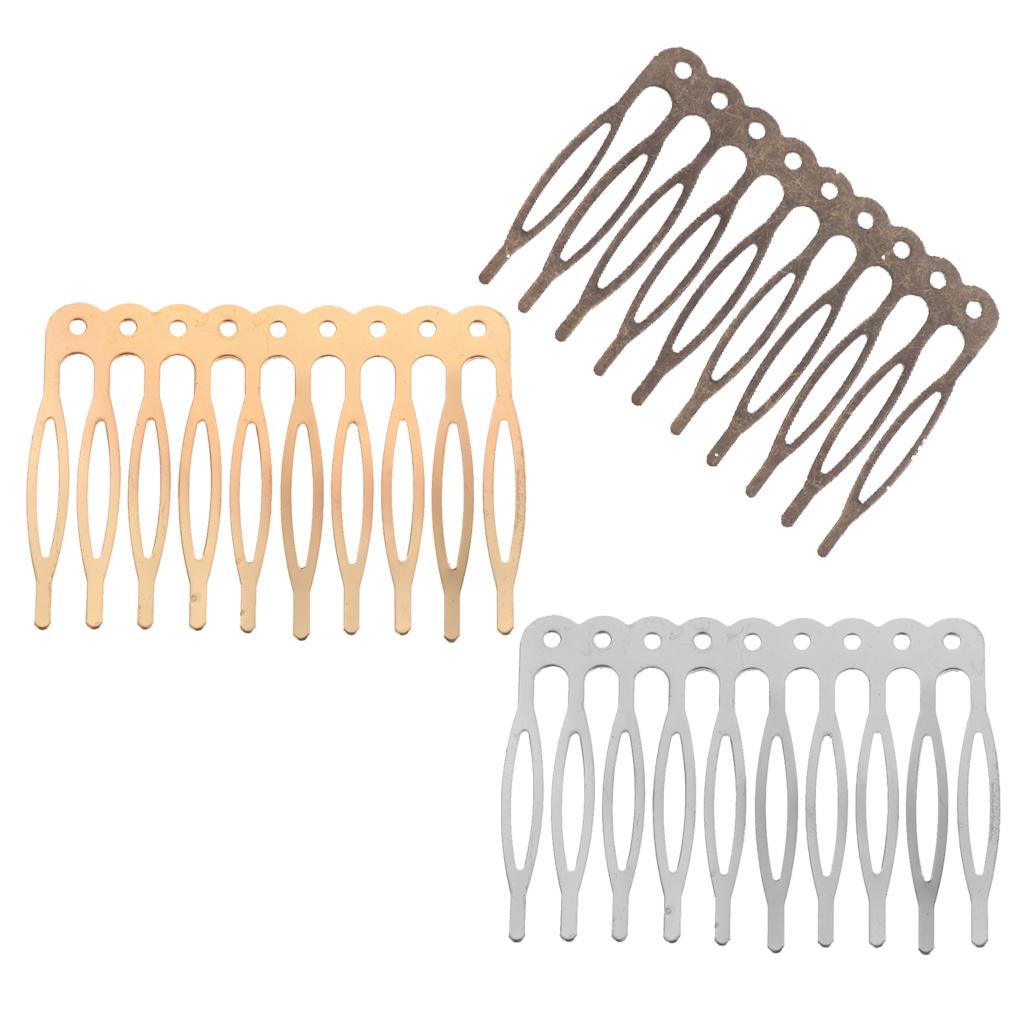 Paquete de 10 Peinetas Laterales para el Cabello - Pequeñas Peinetas Metálicas de 5 Dientes para Manualidades DIY, Velo de Boda Nupcial para Cabello Fino