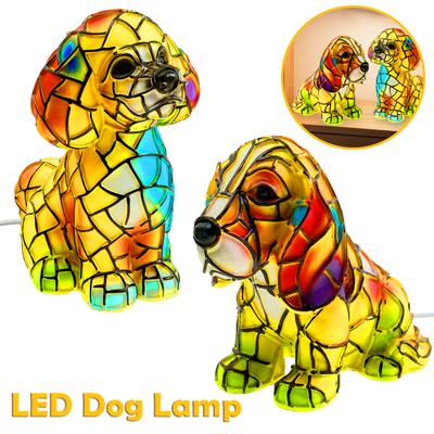 Lumină de noapte pentru cățeluși Rășină Iluminare calmantă LED Baghetă colorată/Lampă Ursuleț Ornamente pentru noptieră/birou Cadou pentru dormitor/sufragerie