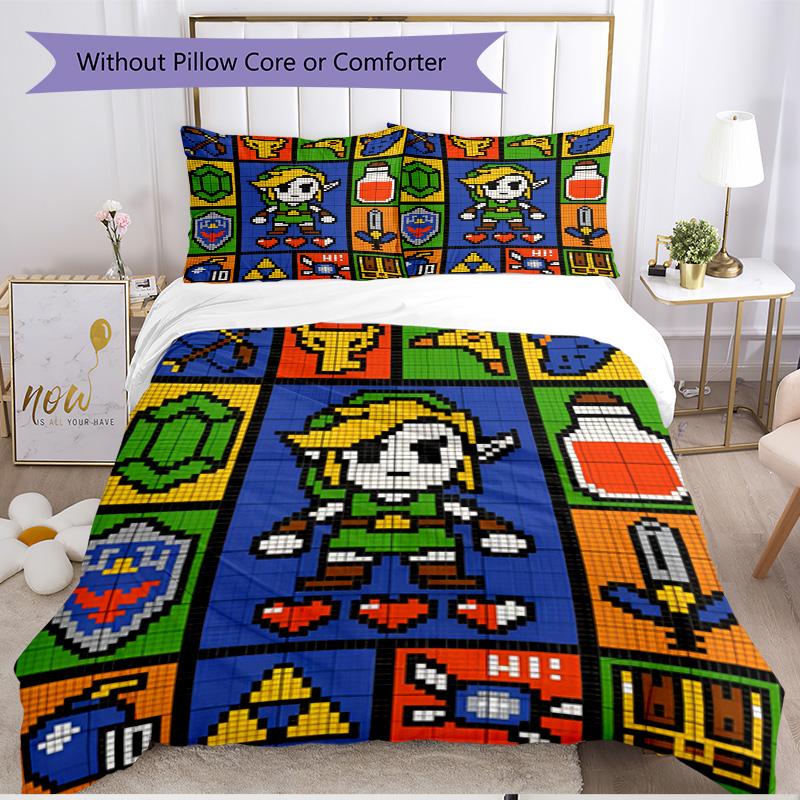 3pcs Duvet Cover Set (1*Duvet Cover + 2*Pillowcase, Without Core), The Legend of Zelda Print Soft All‑Season Bedding Set, Home Bedroom Decor Gift