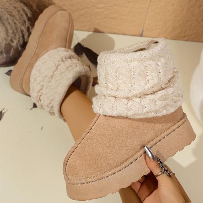 Móda Módní Pletené Návleky na Nohy Sněhule Dámské Zimní Teplé Kotníkové Boty z Umělé Kožešiny Žena Plus Size 37-43 Platforma Botas Dámské