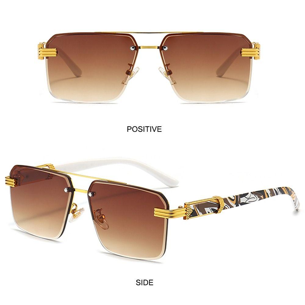 Square Frameless Sun Glasses UV400 Cutting Lenses Eyewear Retro Gradient Shades  for Women