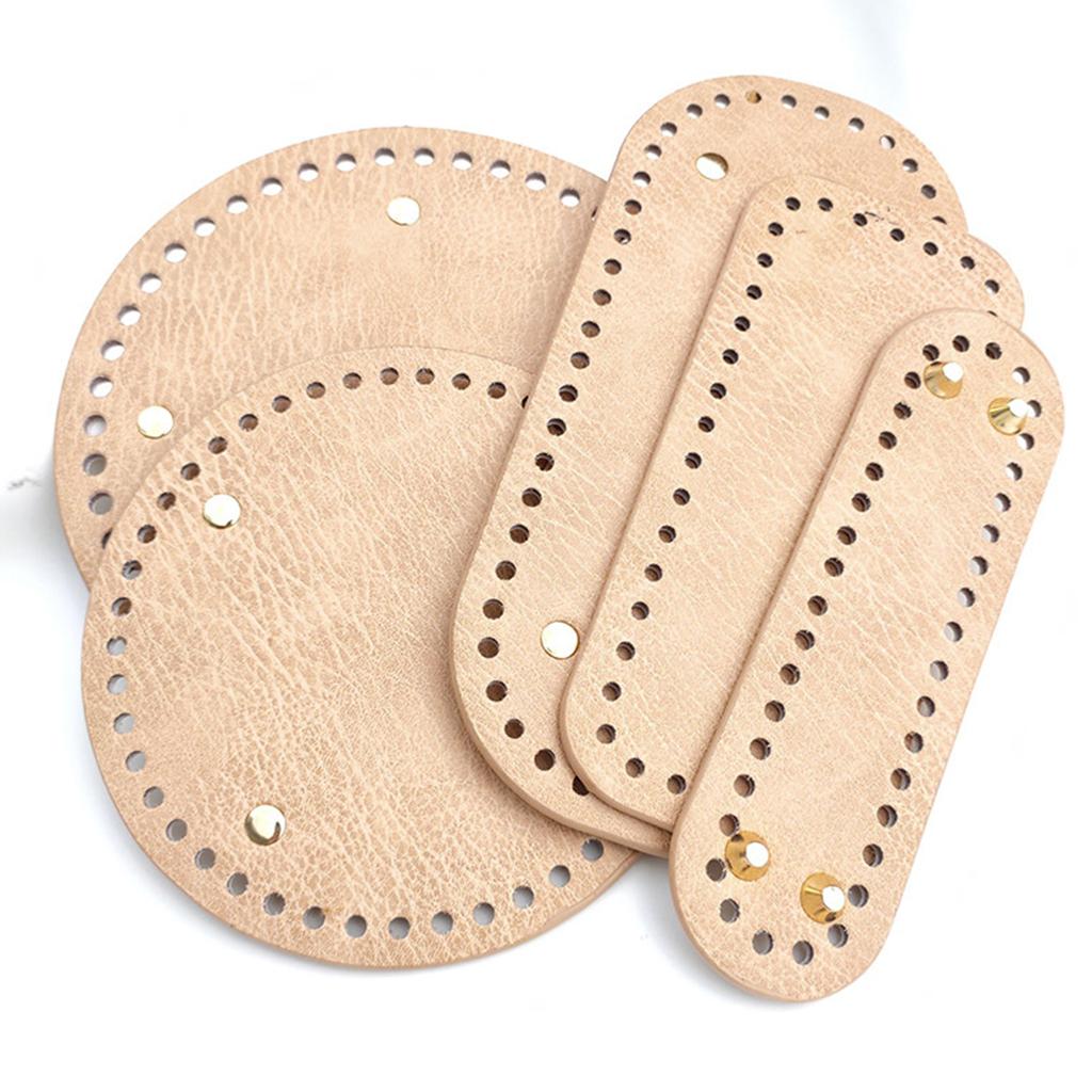 PU Leather Oval Long Knitting Crochet Bags Nail Bottom Shaper Pad Bag Cushion Base with Holes Handbag DIY Shoulder Accessories
