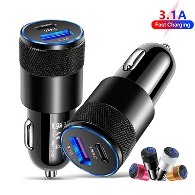 3,1A USB-Autoladeger Typ C Schnelllade-Telefonadapter Für Xiaomi Huawei Telefonadapterbuchse Lade Zigarettenanzünderbuchse