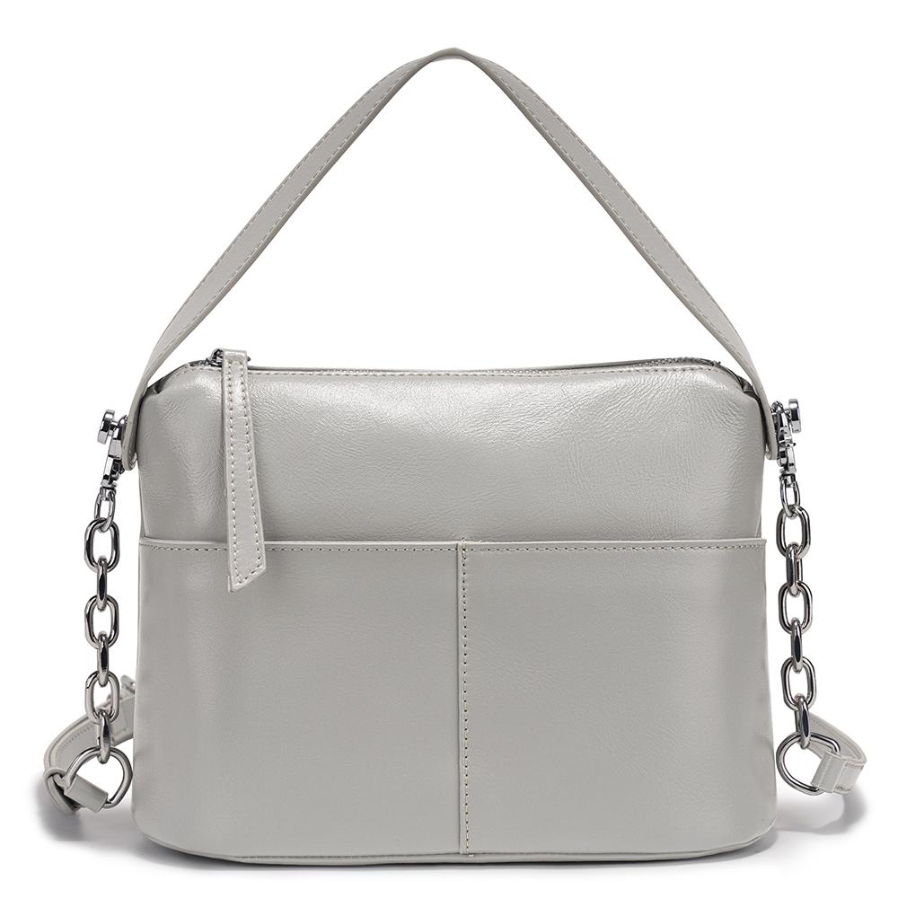 Zency 2025 Chain Handbag Soft Leather Shoulder Top-Handle Crossbody Bag