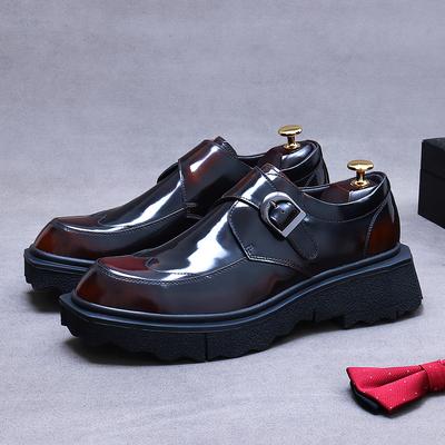 Skórzane buty męskie lakierowane z dużym noskiem buty business casual męskie buty na platformie męskie buty