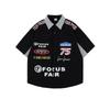 Men's American Retro Hiphop Street Racing Short-Sleeve Summer Shirt - Trendy, Motorcycle-Inspired, Loose, Thin Design