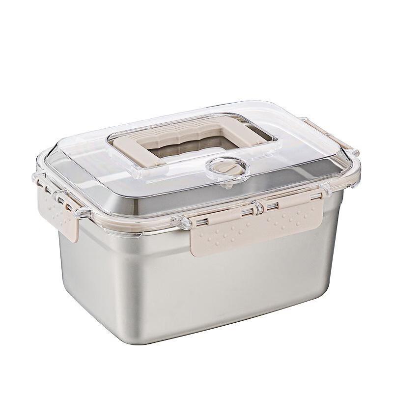Qin Kai 316 Edelstahl Lebensmittelbehälter mit Henkeldeckeln, 2er-Pack