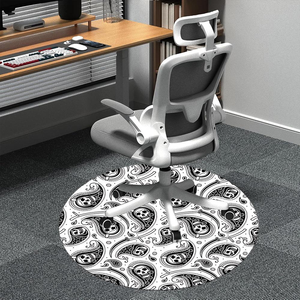 

1pc Skull Paisley Office Round Area Rug, Indoor Mat Suitable ForOffice, Under Office Chairs Bedroom Living Room Home Decor, Room Deco 013 80cm by 80cm