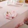 Solid Color Ruffled Tablecloth Cotton Rectangular Square Table Cover Decoration For Kitchen Dinning